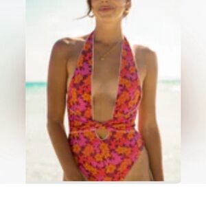 Floral Halter Women Swim One Piece